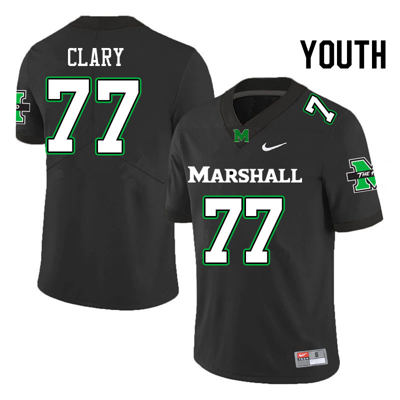 Youth #77 Isaac Clary Marshall Thundering Herd College Football Jerseys Stitched Sale-Black - Click Image to Close